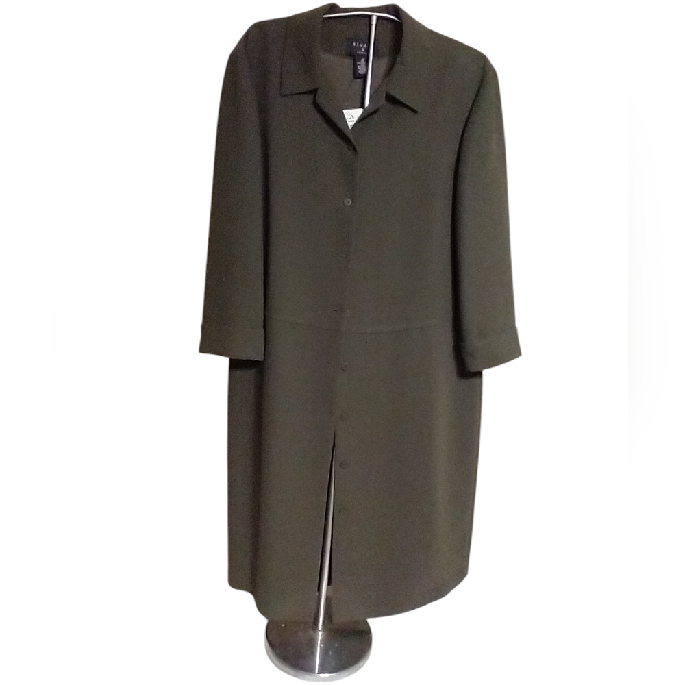 Studio G Olive Green Long Coat Dress